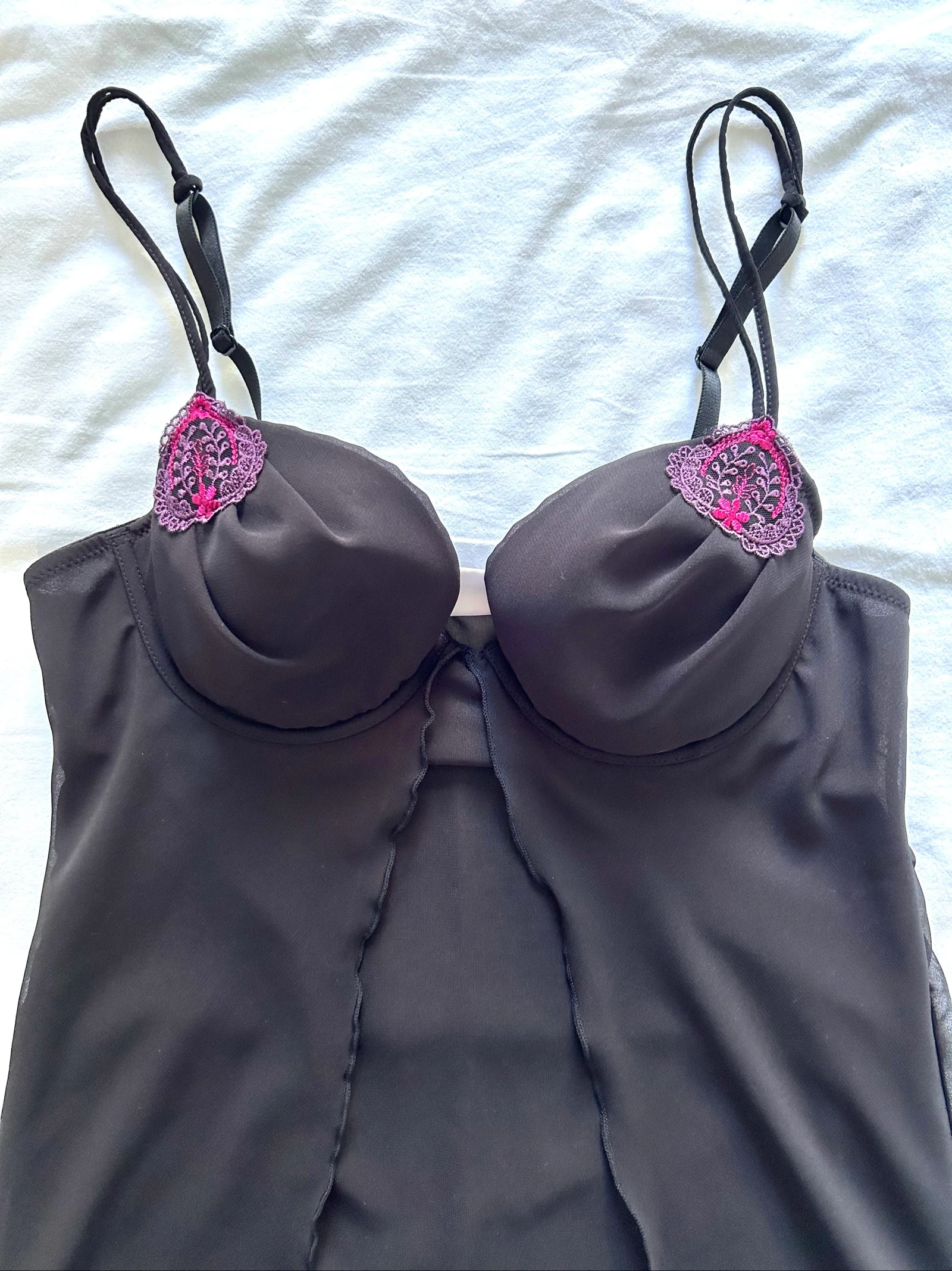 Zwarte babydoll met harde cup en voorsluiting polyester Maat M 38 Cannelle – photo 16